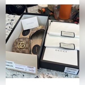 Authentic Gucci GG Espandrille slide sandal. Size 8.5